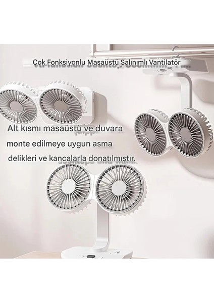 Masaüstü Dijital Ekranlı Çift Fanlı LED Işıklı Soğutucu Fan Ev Ofis Şarjlı Vantilatör modelleri