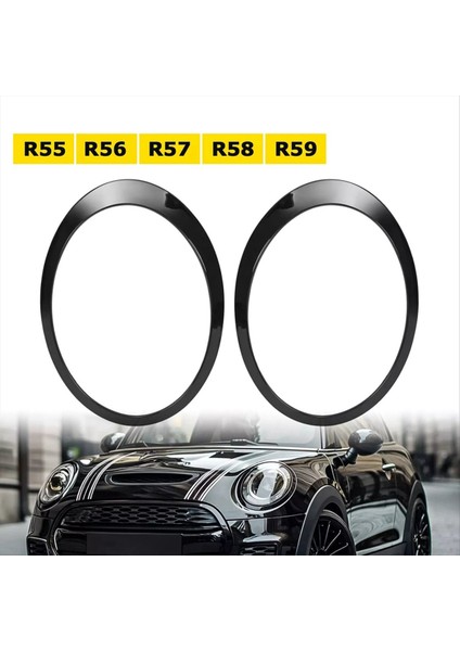 Siyah Far Trims Halka Çerçeveleri Mini Cooper Için Kapak Çifti R55 R56 2007-2015 51137149905 51137149906 51132752145 (Yurt Dışından) modelleri