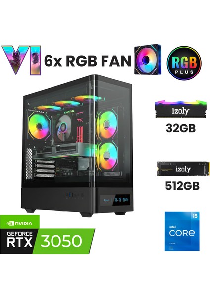 X5 I5 12400F 32GB Ddr4 Ram 512GB Nvme M.2 SSD RTX3050 6gb Oyuncu Masaüstü Bilgisayarı