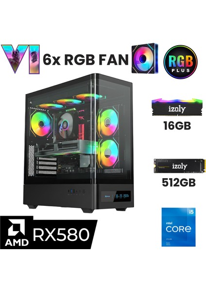 Mardy i5-12400F 16GB 512GB M.2 NVME SSD RX 580 8GB 256 Bit Oyuncu Masaüstü Bilgisayarı