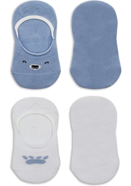 Nessiworld 2'li Babet Cute Face Penye Çorap BS30103 Mavi-Beyaz fırsatları