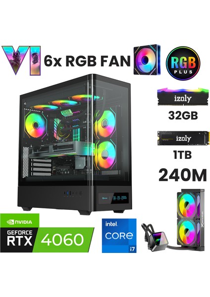 X10 I7 12700F 32GB Ddr4 Ram 1tb Nvme M.2 SSD RTX4060 8gb 240MM Sıvı Soğutma Oyuncu Masaüstü Bilgisayarı