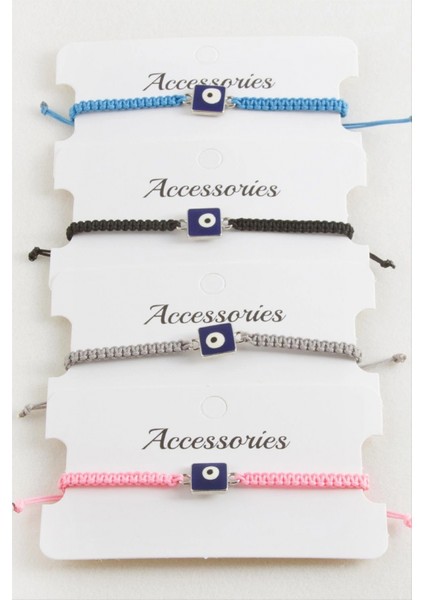 Kare Nazar Makrome Örgülü Bileklik