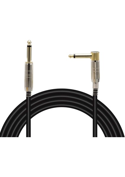 LD377 1 Metre 6.35MM Mono Erkek Jak (Ts) L Tipi Ses Kablosu Metal Jack