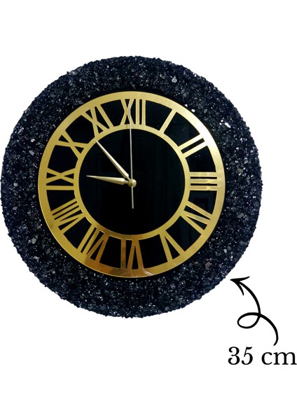 Duvar Saati - 35CM - Gold Siyah - Modern Dekoratif Duvar Saati - Epoksi Duvar Saati - El Yapımı Duvar Saati fiyatları