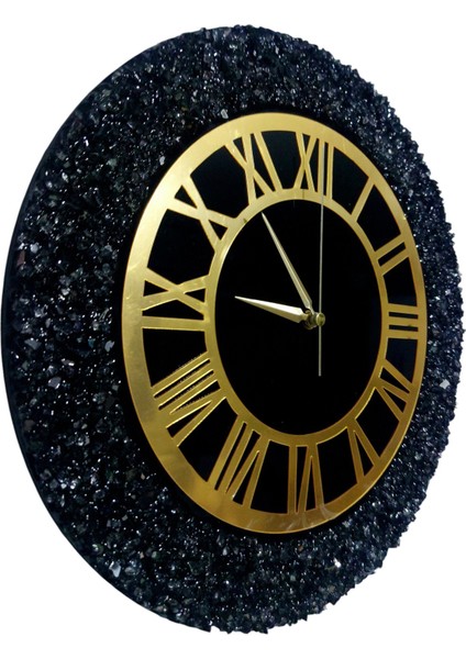 Duvar Saati - 35CM - Gold Siyah - Modern Dekoratif Duvar Saati - Epoksi Duvar Saati - El Yapımı Duvar Saati modelleri