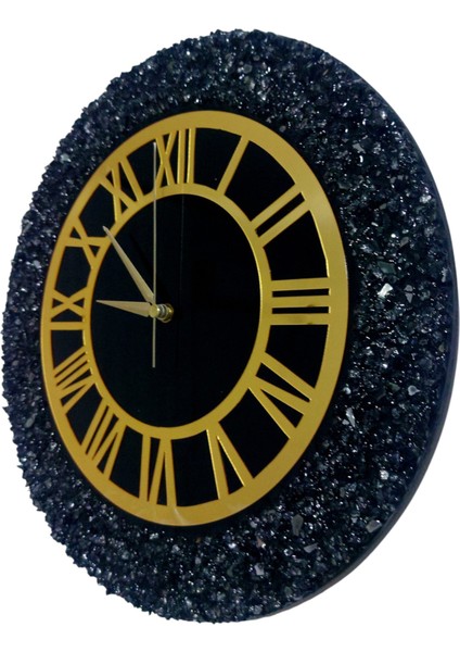 Duvar Saati - 35CM - Gold Siyah - Modern Dekoratif Duvar Saati - Epoksi Duvar Saati - El Yapımı Duvar Saati fırsatları