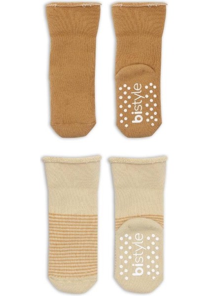 Nessiworld Çemberli Kaymaz Havlu Soket Çorap 2'li BS10503 Bej-Hardal modelleri