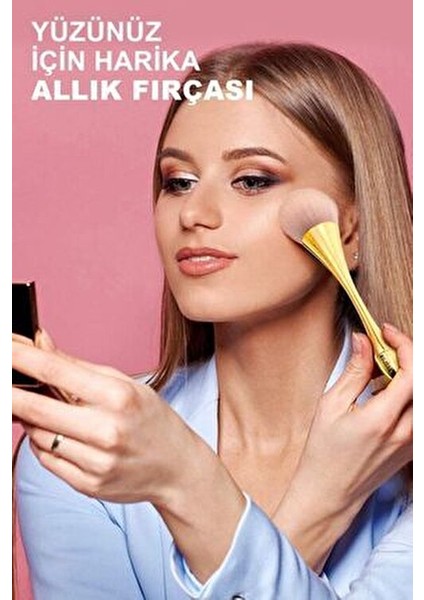 Gold Allık Fırçası Yumuşak Dokusu ile Pürüzsüz Cilt Makyajı İçin Kullanım Alanı indirimleri