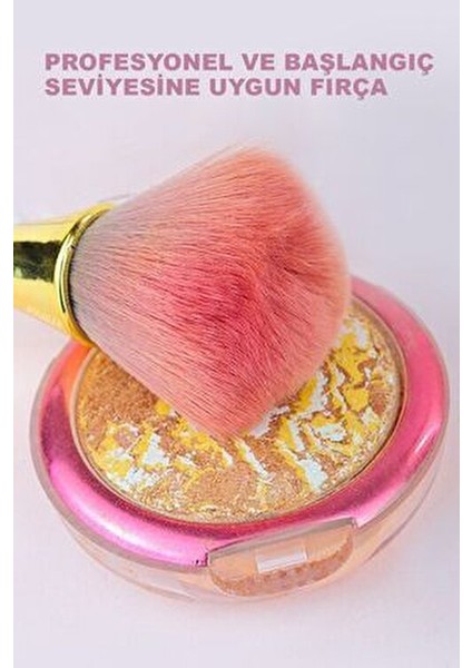 Gold Allık Fırçası Yumuşak Dokusu ile Pürüzsüz Cilt Makyajı İçin Kullanım Alanı