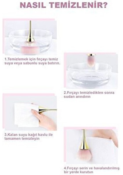 Gold Allık Fırçası Yumuşak Dokusu ile Pürüzsüz Cilt Makyajı İçin Kullanım Alanı