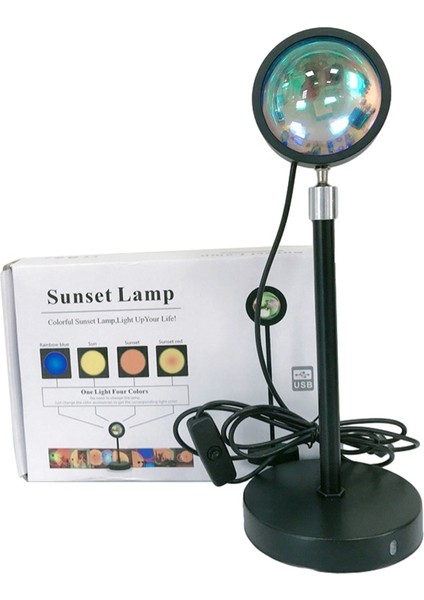 Gün Batımı Lambası Projektörü, 180 Derece Dönme Gün Batımı Projeksiyon Işığı LED Gece Işık Zemin Lambası ile USB Bağlantı Noktası (Yurt Dışından)