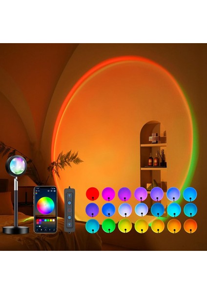 Gün Batımı Lambası Projektörü, 180 Derece Dönme Gün Batımı Projeksiyon Işığı LED Gece Işık Zemin Lambası ile USB Bağlantı Noktası (Yurt Dışından) modelleri