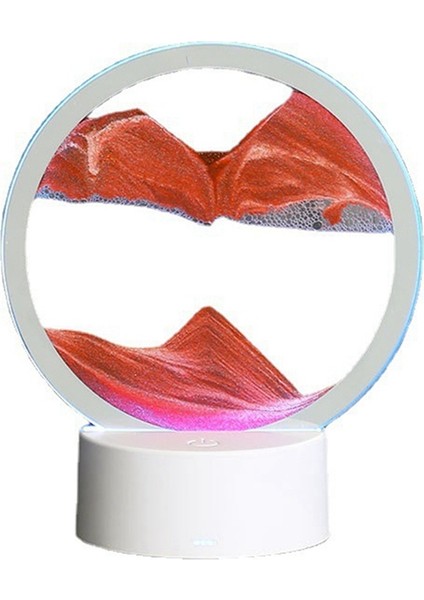 3D Akan Kum Boya USB Masa Lambası, Mobil Kum Saati Derin Deniz Kum Manzarası Kum Boya Gece Işığı, Kırmızı (Yurt Dışından)