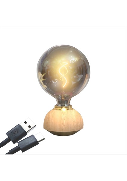 Cam LED Masa Lambası Dökülebilir Masa Lambası Ampul Şekilli Masa Lambası Kapalı Dekor Yatak Odası Masa Lambası Ahşap Tahıl (Yurt Dışından)