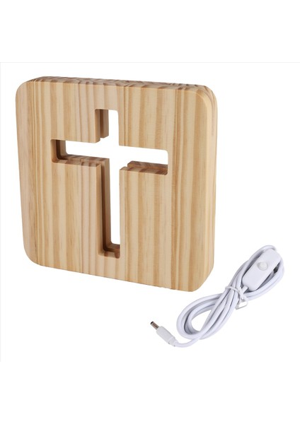3D LED Lamba Gece Işık USB Masa Masa Masa Lambaları Hıristiyanlık Haç Zanaatları Ev Dekorasyon Ahşap Çapraz (Yurt Dışından) modelleri