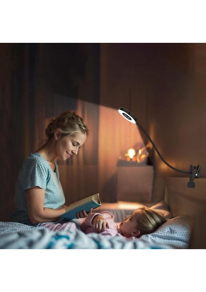 Masa Lambası, LED Klipsi Işık Okuma Işıkları USB Kitap Kelepçe Işığı 3 Renk Modu Göz Koruma Çocuk Masa Lambası (Yurt Dışından)