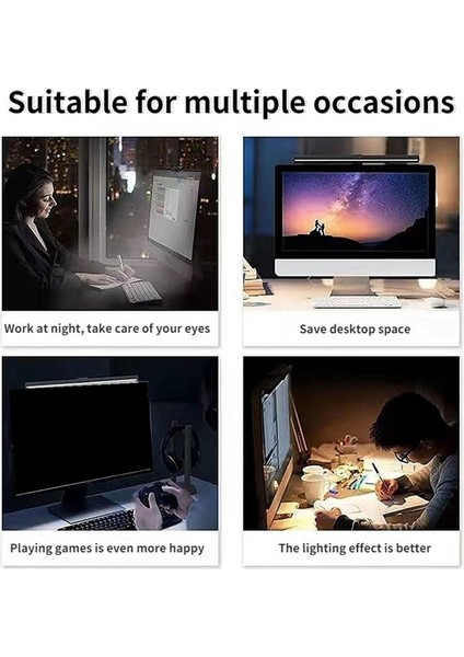 Monitör Işık Çubuğu, LED Masa Lambası Dimmable Bilgisayar Lambası Göze Bakım Lambası USB Okuma Işık Arka Işık Ekran Işık Çubuğu (Yurt Dışından)