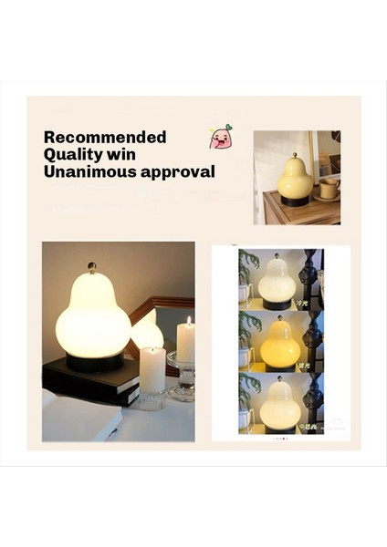 Fransız Krem ​​armut Masa Lambası Başucu Minimalist Oturma Odası Şarj Edilebilir Lamba Ambiyans Dekoratif Gece Lambası Beyaz (Yurt Dışından) indirimleri
