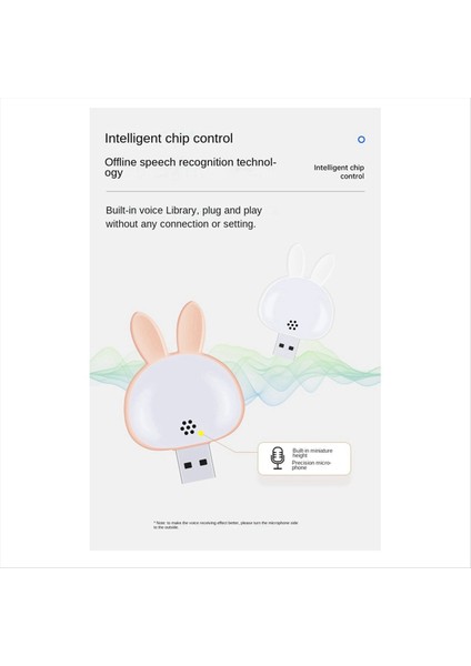 2pcs USB Okuma Lambası, Mini Tavşan Gece Işığı, Akıllı Ses 3 Renkli Masa Lambası Yatak Odası Çocuk Odası Pembe (Yurt Dışından) modelleri