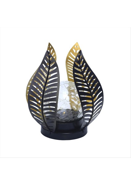 Bahçe Işıkları Su Geçirmez Dekorasyonlar, Crackle Globe Cam, Bahçede Açık Dekor Için Metal Palmiye Yaprağı Güneş Işıkları (Yurt Dışından)