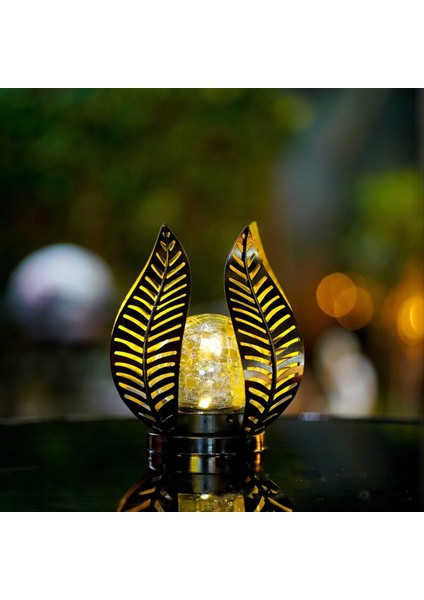 Bahçe Işıkları Su Geçirmez Dekorasyonlar, Crackle Globe Cam, Bahçede Açık Dekor Için Metal Palmiye Yaprağı Güneş Işıkları (Yurt Dışından) fiyatları