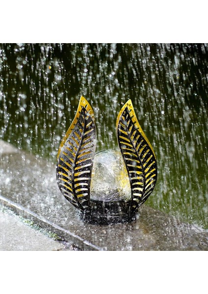 Bahçe Işıkları Su Geçirmez Dekorasyonlar, Crackle Globe Cam, Bahçede Açık Dekor Için Metal Palmiye Yaprağı Güneş Işıkları (Yurt Dışından) fırsatları