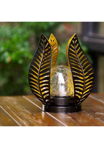 Bahçe Işıkları Su Geçirmez Dekorasyonlar, Crackle Globe Cam, Bahçede Açık Dekor Için Metal Palmiye Yaprağı Güneş Işıkları (Yurt Dışından) indirimleri