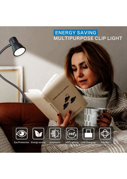 Hoparlör Tarzı Klipsli Kitap Işık LED Göz Koruması Okuma Işık USB Şarj Edilebilir Gece Işığı 3 Renk Sıcaklığı (Yurt Dışından) fiyatları