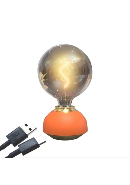 Cam LED Masa Lambası Döküm Verilebilir Masa Lambası Ampul Şekilli Masa Lambası Kapalı Dekor Yatak Odası Masa Lambası Turuncu (Yurt Dışından)