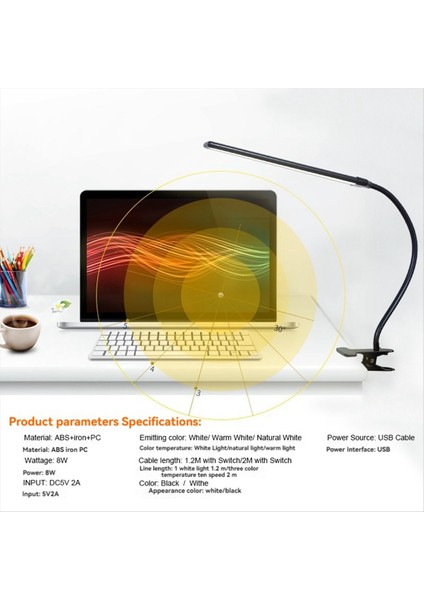 Kesikli LED Teknolojisi, Kelepçe Işığı, Ayarlanabilir ve Esnek Boyunlu Klipsli LED Şövale Işığı Hassas Aydınlatma Için (Yurt Dışından) fiyatları