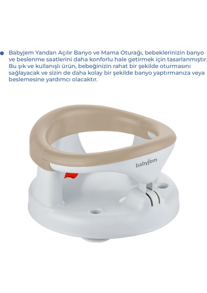 Babyjem Yandan Açılır Banyo ve Mama Oturağı & Minder 2'li Set Taş