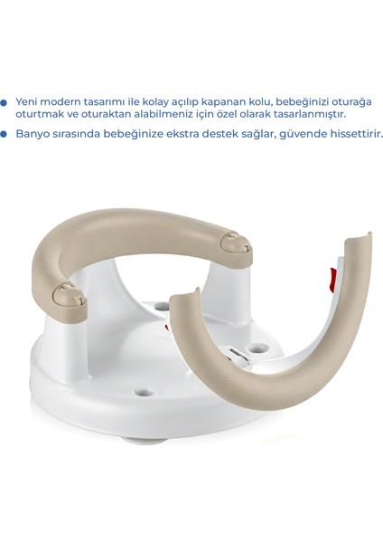 Babyjem Yandan Açılır Banyo ve Mama Oturağı & Minder 2'li Set Taş