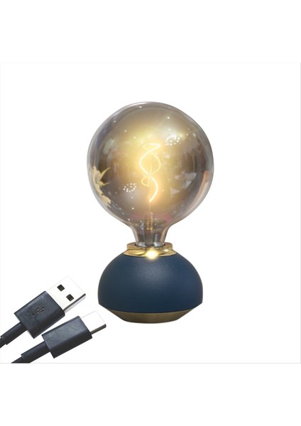 Cam LED Masa Lambası Döküm Verilebilir Masa Lambası Ampul Şekilli Masa Lambası Kapalı Dekor Yatak Odası Masa Lambası Mavi (Yurt Dışından)