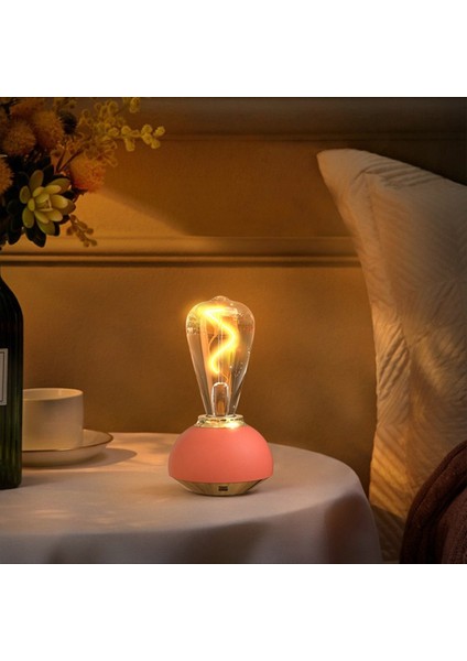 Cam Masa Lambası LED Dokunmatik Masa Lambası Dimmable Masa Lambası Için Kapalı Dekor Çalışma Yatak Odası Masa Lambası Açık Kırmızı (Yurt Dışından)