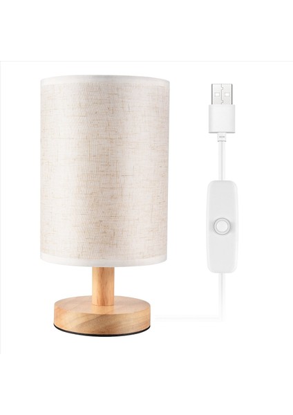 DC5V Yuvarlak Başucu Masa Lambası Kumaş Gölge ve Yatak Odası Için Masif Ahşap, Oturma Odası Modern Ofis ile Komodin (Yurt Dışından)