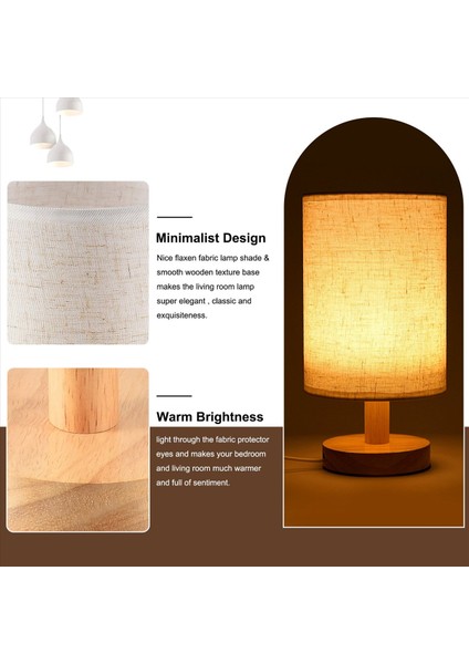 DC5V Yuvarlak Başucu Masa Lambası Kumaş Gölge ve Yatak Odası Için Masif Ahşap, Oturma Odası Modern Ofis ile Komodin (Yurt Dışından) fırsatları