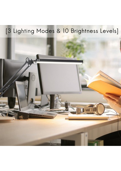 Kelepçeli LED Masa Lambası, Ayarlanabilir Salınım Kolu Masa Lambası, Çalışma/okuma/ofis/iş Için Modern Mimar Masa Lambası (Siyah) (Yurt Dışından) indirimleri