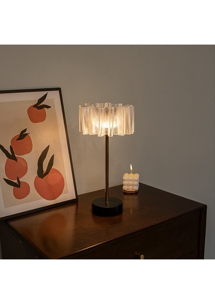 Yatak Odası Lambası Restoranı Için Pileli Başucu Lambası Şarj Masa Lambası 3 Seviyeli Parlaklık Atmosfer Dekorasyonu (Yurt Dışından) indirimleri