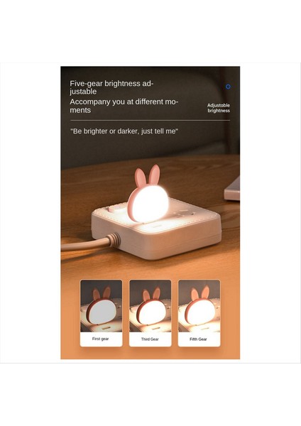 2pcs USB Okuma Lambası, Mini Tavşan Gece Işığı, Akıllı Ses 3 Renkli Masa Lambası Yatak Odası Çocuk Odası Beyaz (Yurt Dışından) modelleri