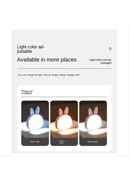 2pcs USB Okuma Lambası, Mini Tavşan Gece Işığı, Akıllı Ses 3 Renkli Masa Lambası Yatak Odası Çocuk Odası Beyaz (Yurt Dışından) fırsatları