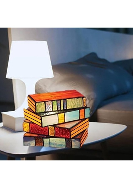 Vitray Yığılmış Kitaplar Lamba, Yığılmış Kitaplar Cam Lamba, LED Kitap Işığı, Sevimli Komodin Masa Lambası (Yurt Dışından) modelleri