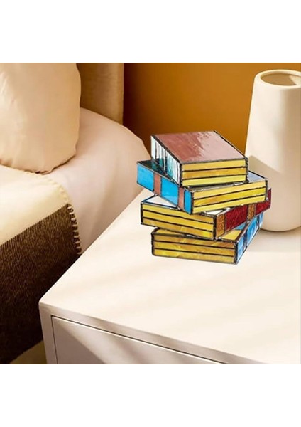 Vitray Yığılmış Kitaplar Lamba, Yığılmış Kitaplar Cam Lamba, LED Kitap Işığı, Sevimli Komodin Masa Lambası (Yurt Dışından) fırsatları