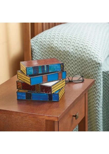 Vitray Yığılmış Kitaplar Lamba, Yığılmış Kitaplar Cam Lamba, LED Kitap Işığı, Sevimli Komodin Masa Lambası (Yurt Dışından) indirimleri