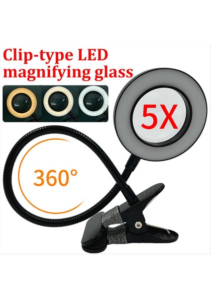 Klips Tipi LED Büyütme Cam Tırnak Güzelliği Işığı USB Soğuk Işık LED Kaymaz Ekipman Kelepçe Cam Taşınabilir Masa Lambası (Yurt Dışından) modelleri