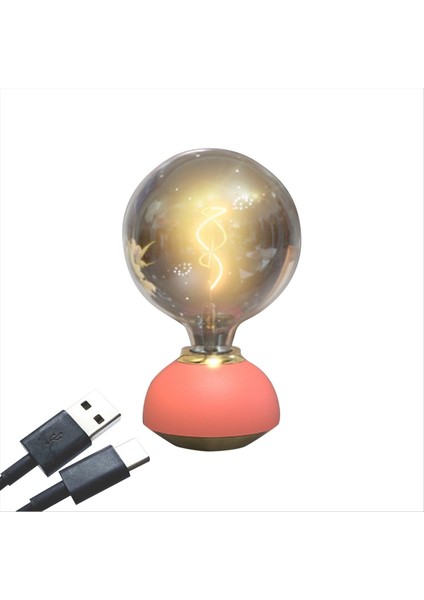 Cam LED Masa Lambası Dökülebilir Masa Lambası Ampul Şekilli Masa Lambası Kapalı Dekor Yatak Odası Masa Lambası Açık Kırmızı (Yurt Dışından)