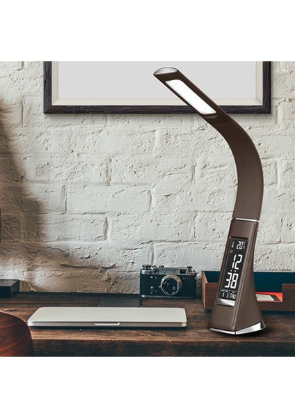 LED Masa Lambası, Göz Koruması Press Pressed Lamba Takvim Sıcaklık Çalar Saati Ofis, Yatak Odası ve Yurt, Siyah (Yurt Dışından) modelleri