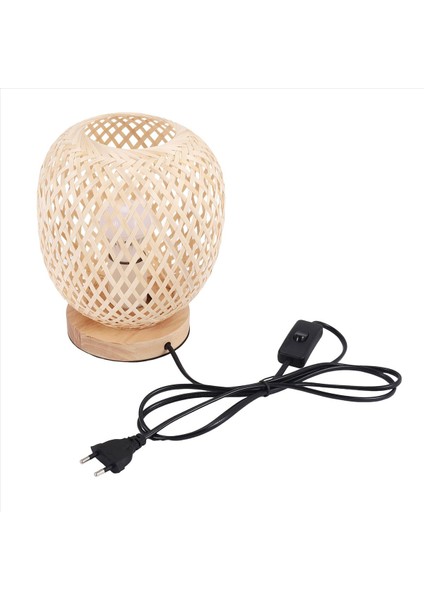 Bambu Rattan Masa Lambası Japon Tarzı Başucu Lambası Masa Lambası Yatak Odası Diy Dekorasyon Eu Fiş (Yurt Dışından)