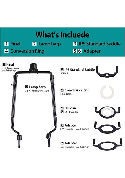 7inch Lamba Gölge Arp Tutucu Ayarlanabilir Lamba Arp Kiti E14, E26, E27 Işık Taban Adaptörü Siyah Korna Çerçevesi Laboratür Braketi (Yurt Dışından) fiyatları