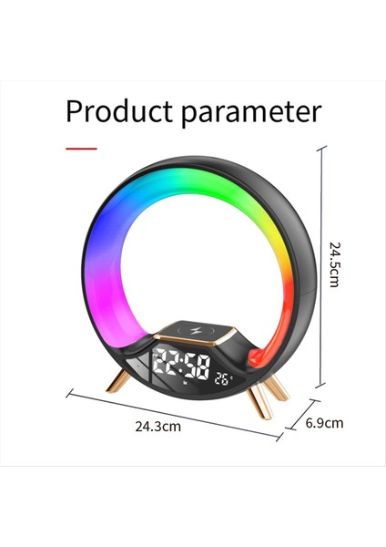 3&#39;ü 1 Arada 1 Çok Fonksiyonlu Gece Işığı Kablosuz Şarj Bluetooth Hoparlör Akıllı Çalar Saat Atmosfer Işığı (A) Ab Fiş (Yurt Dışından)